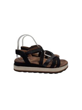 Vionic Kellyn Platform Sandals Womens 7.5 Black Strappy Ankle Strap Flatform